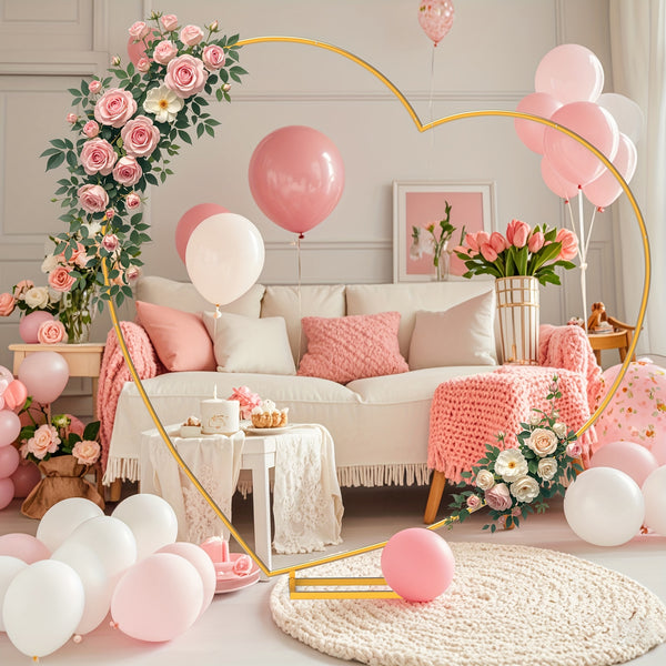 2M Golded Tilted Heart Shape Flower Arch