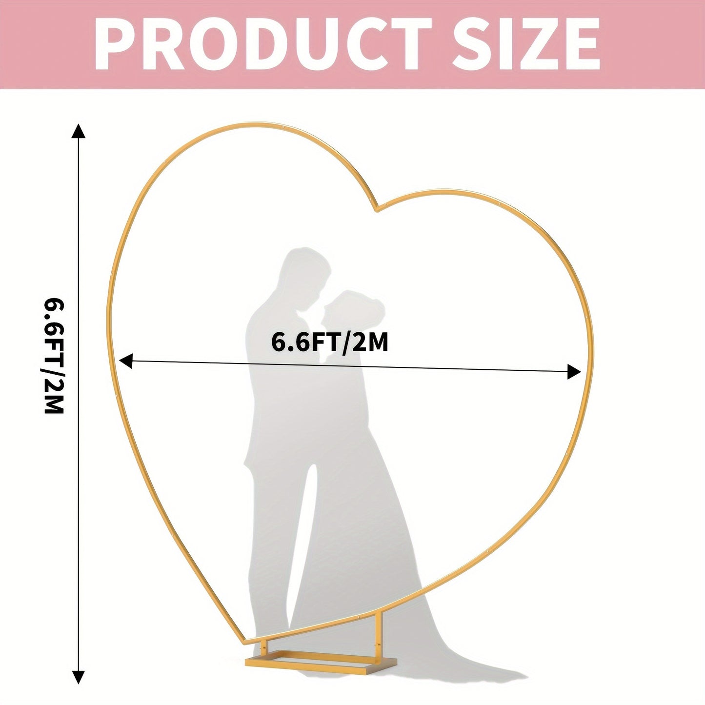 2M Golded Tilted Heart Shape Flower Arch