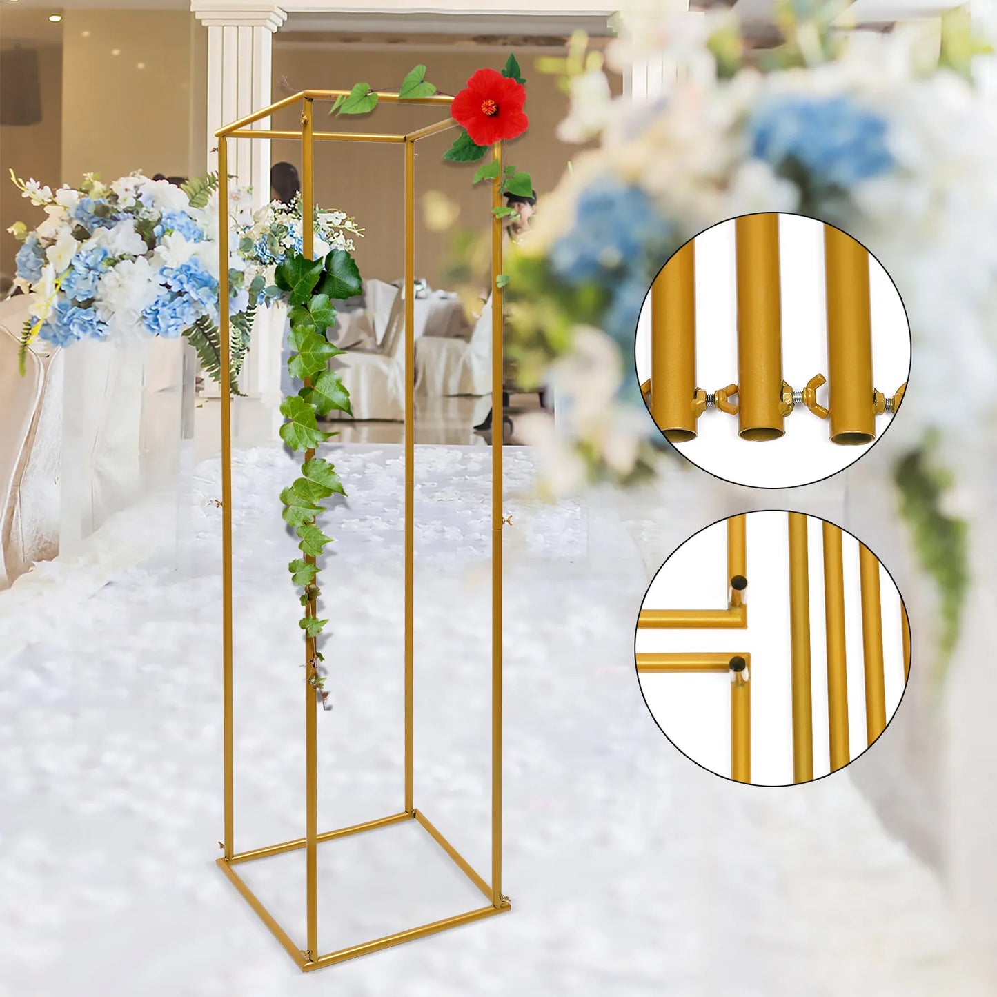 Gold Plinth Flower Stand